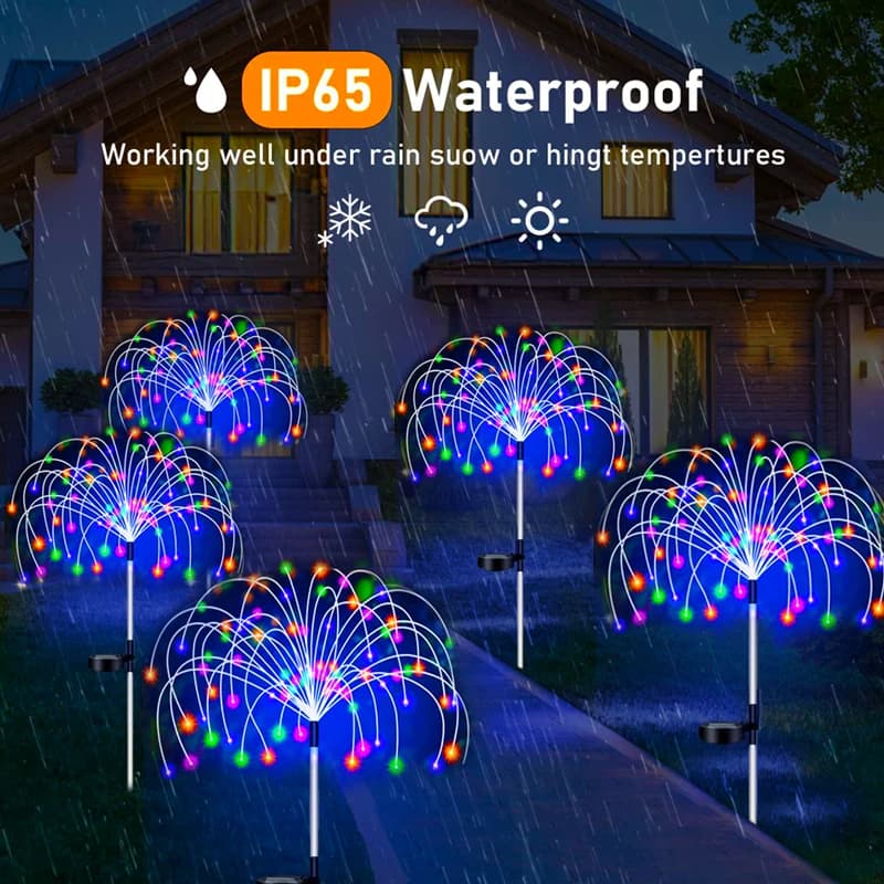 Solaire LED voie lumières extérieur étanche jardin décor feu d'artifice fée solaire pelouse lampe po