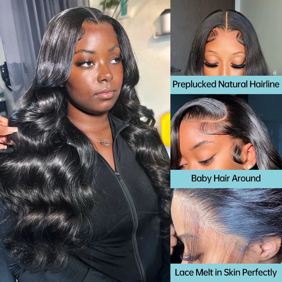 Perruque Lace Front Wig Body Wave Brésilienne Naturelle, Cheveux Humains, 13x6, Pre-Plucked, 36 38 P