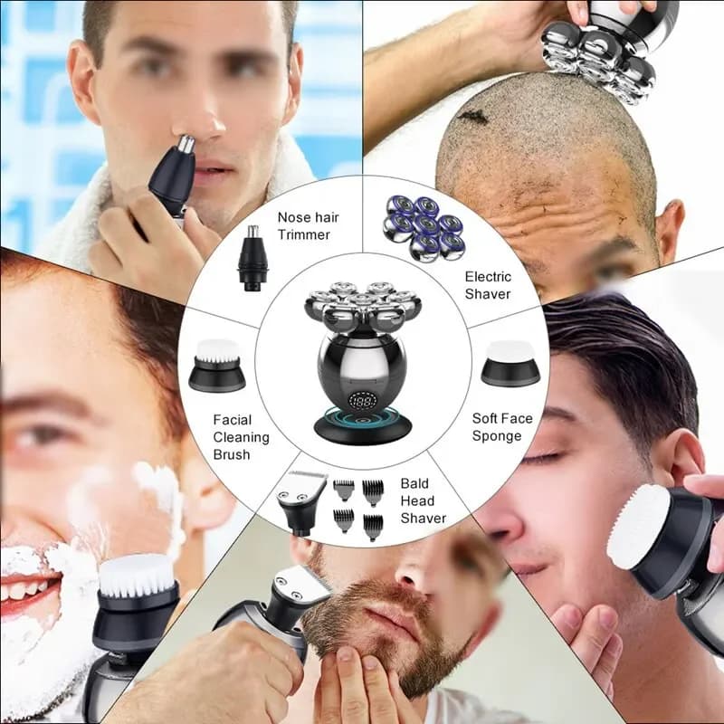 Tinsol 7D coupe flottante rasoir électrique tête Base charge Portable hommes tondeuse à barbe tondeu