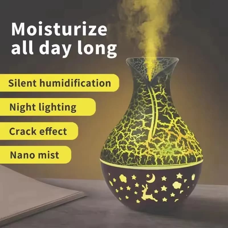 Humidificateur d'air à effet craquelé 7 couleurs, mécanique, domestique, à buse unique, diffuseur d'