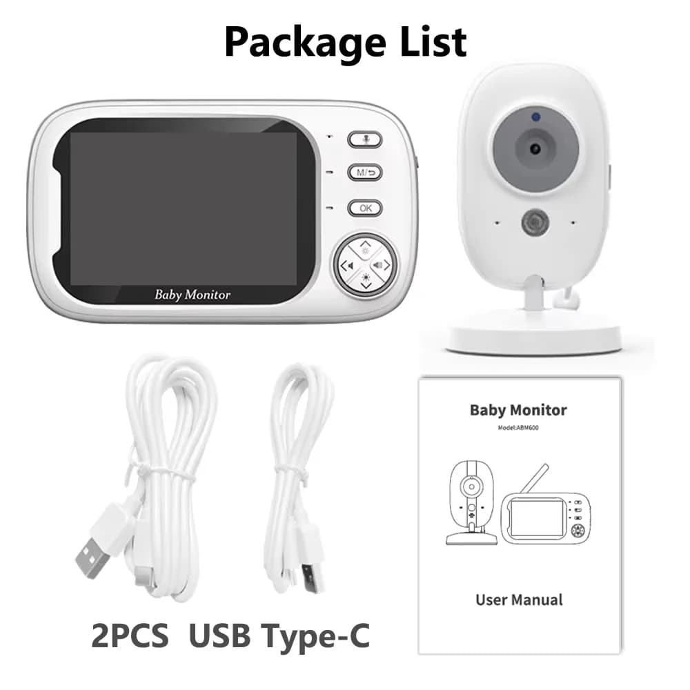ABMfemale-Babyphone électronique sans fil avec caméra LCD, dispositif de nounou, audio bidirectionne
