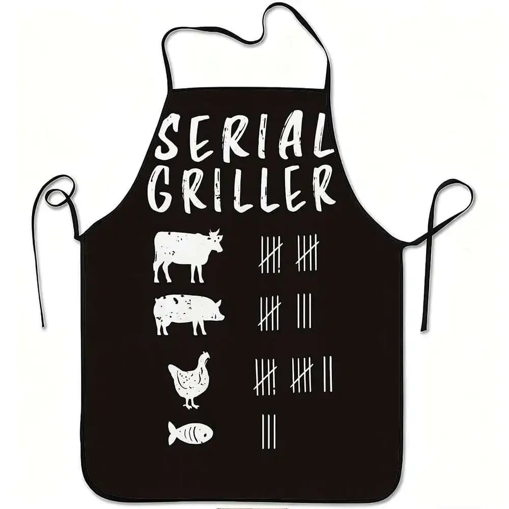 Tablier de cuisine imperméable avec impression de numéro de série 'Funny Grill' pour hommes et femme