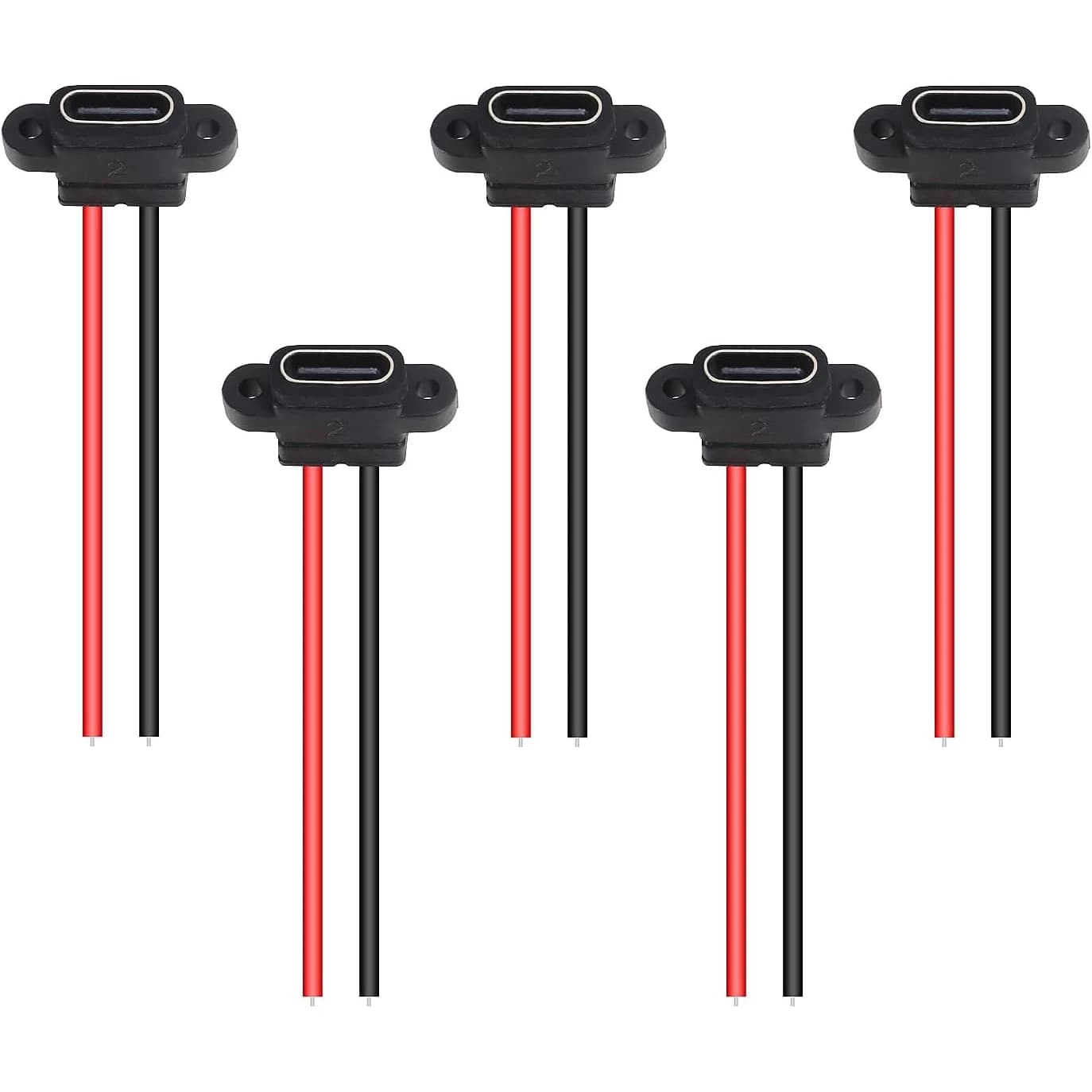 5 pièces type-c châssis femelle 2 broches type-c connecteur de prise femelle prise étanche femelle P