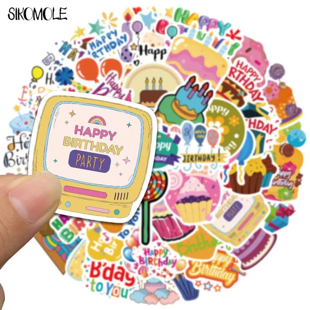 10/30/50pcs Dessin animé Mignon Joyeux anniversaire! Graffiti autocollants Kawaii jouet bricolage en