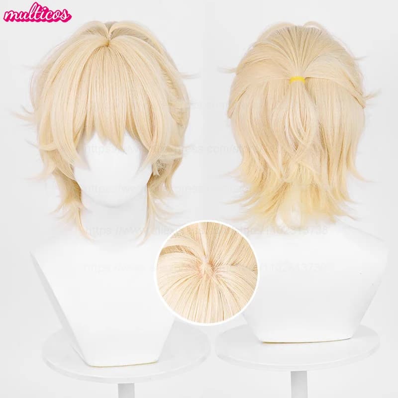 Perruque de Cosplay Luka courte Blonde de haute qualité, cheveux synthétiques résistants à la chaleu