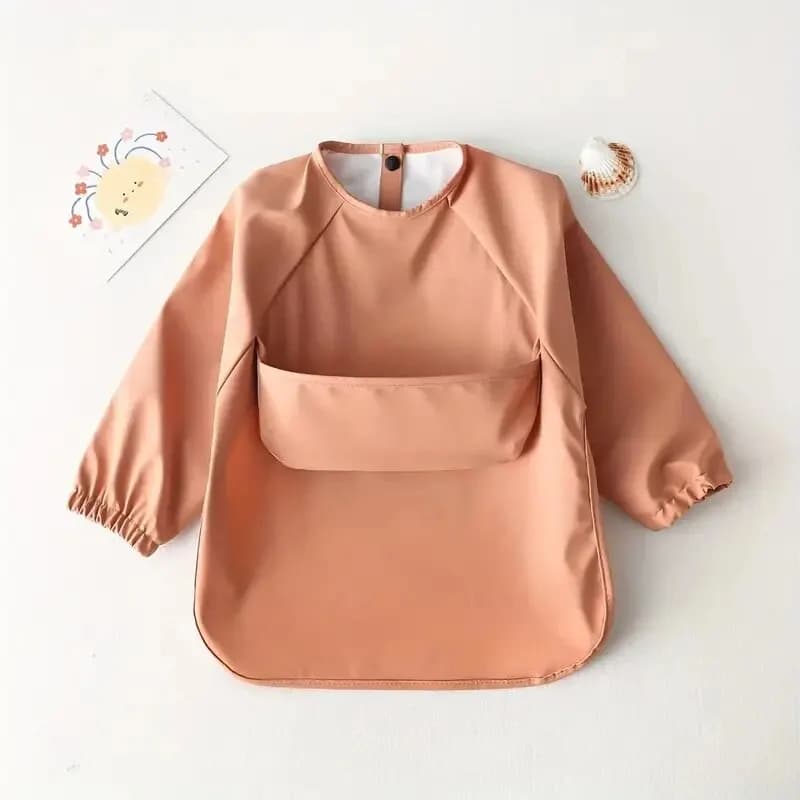 Tablier d'alimentation imperméable à manches longues pour bébé, bavette d'art, blouse de peinture de
