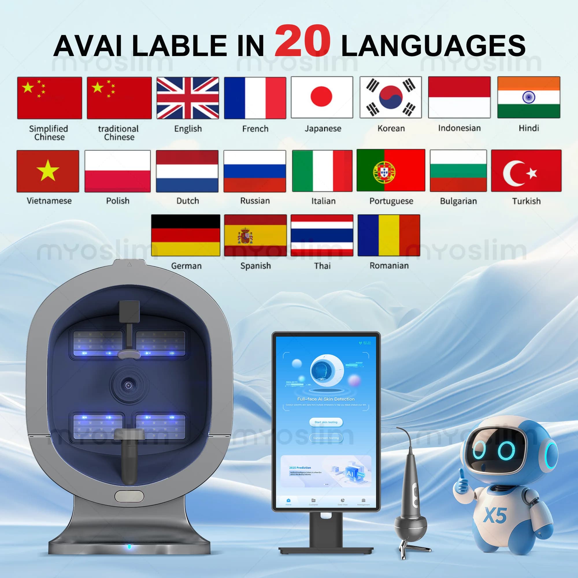Analyseur Facial Numérique 3D Magic Mirror X5 AI, Analyseur de Peau Intelligent, Détecteur de Santé 