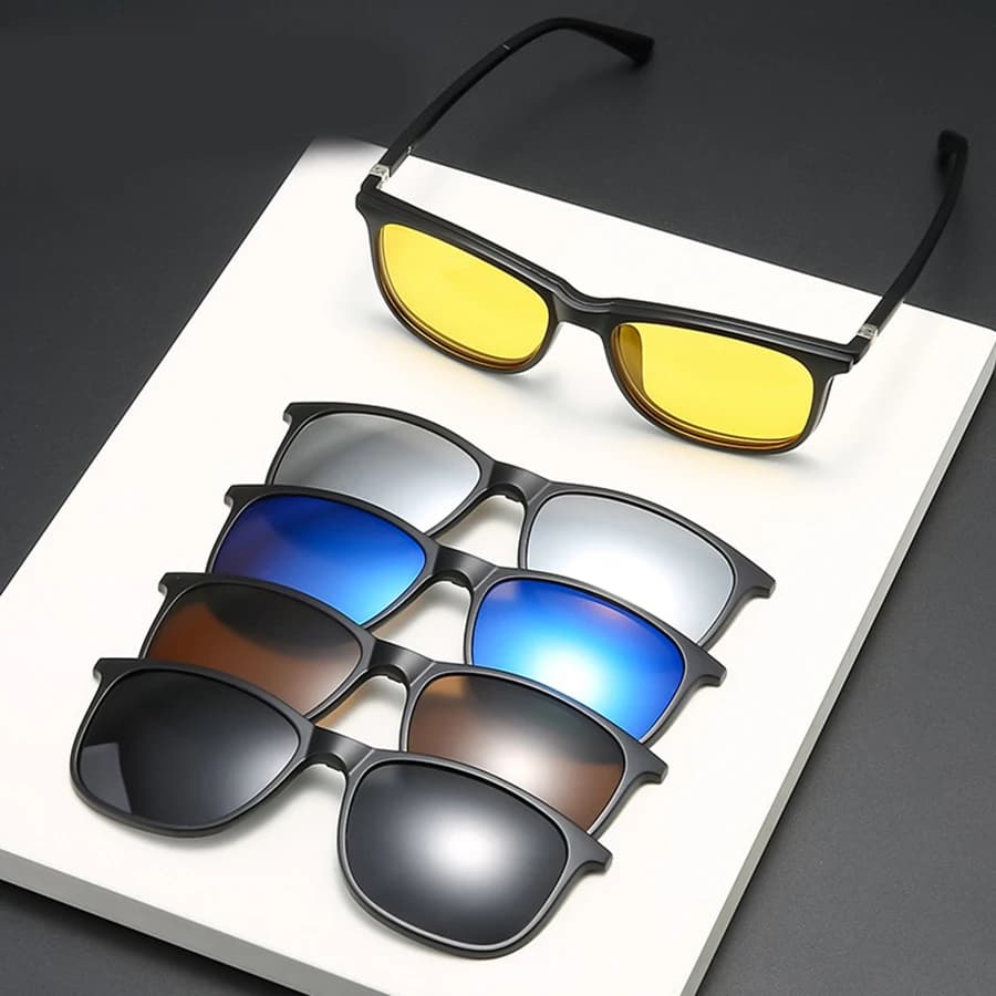 Lunettes de soleil polarisées à clip magnétique pour hommes et femmes, 6 en 1, TR90, contrevenants o
