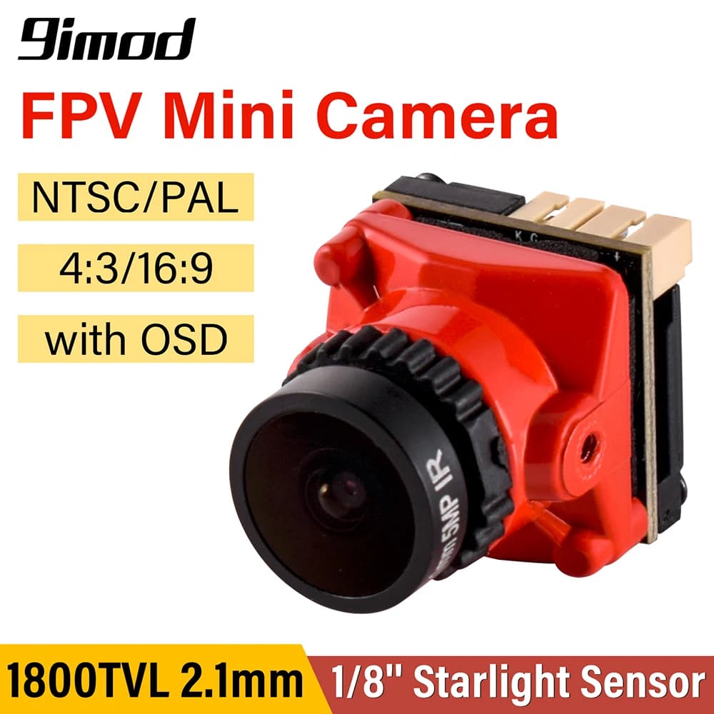 Caméra FPV 1800TVL 5MP 2.1mm 1/8 pouces, capteur starlight pour importateur de course RC FPV