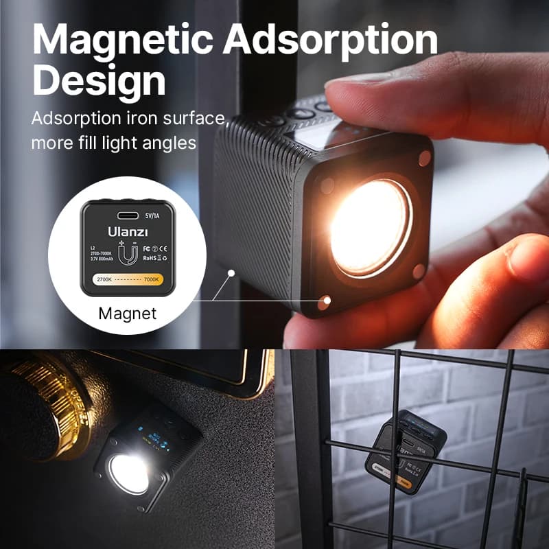 Ulanzi L2 bi couleur COB Mini lumière vidéo réglable 2700K-7000K lumière de caméra CRI 95 + lampe de