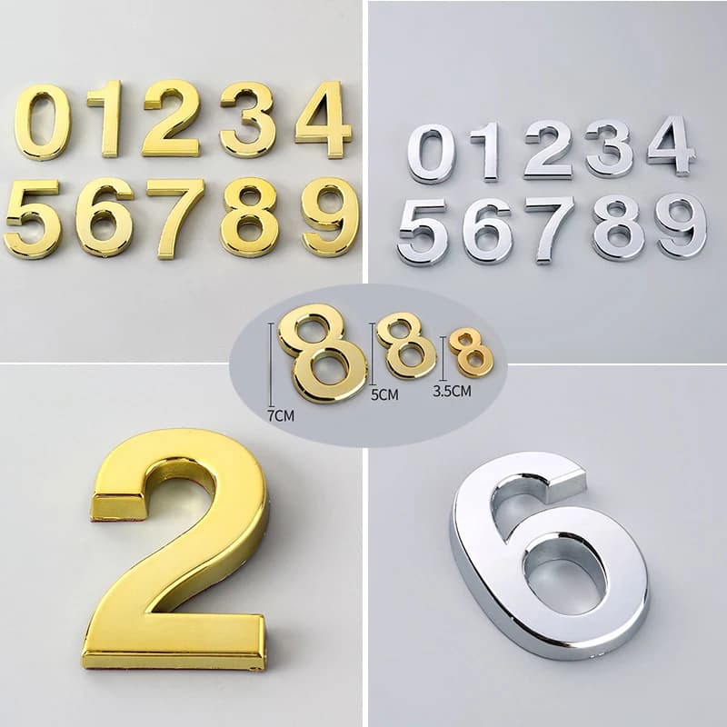Autocollant de Plaque d'immatriculation à chiffres 3D, Plaque de porte auto-adhésive pour hôtel et m
