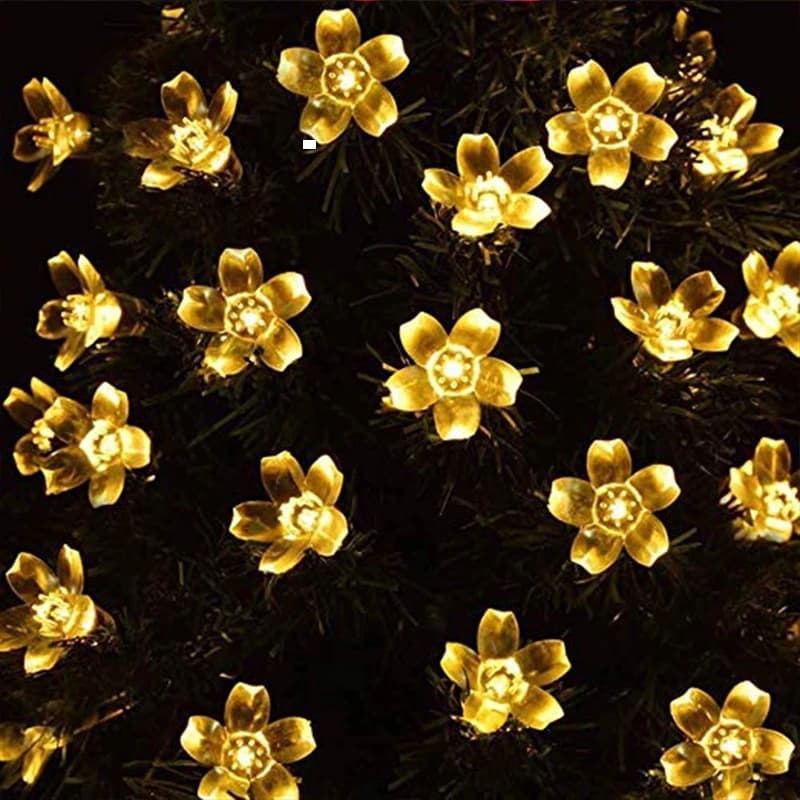 Guirlande solaire d'extérieur étanche à 20led, 5M, 8 modes, fonctionne à piles, fleur de cerisier, d