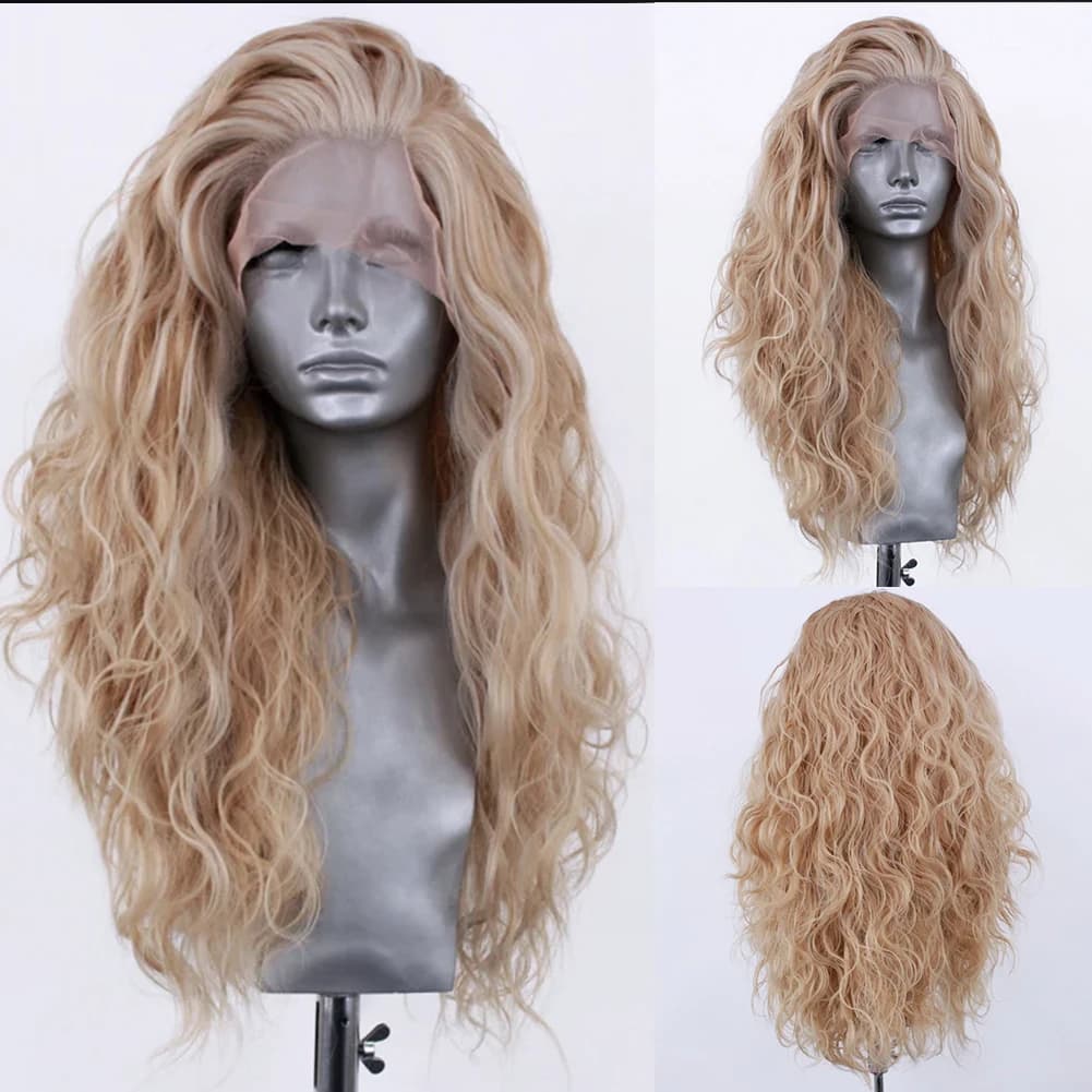 AIMEYA – perruque Lace Front Wig synthétique Blonde longue et ondulée, perruque de Style à la mode a