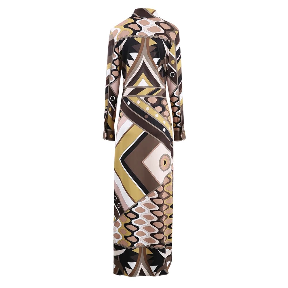 Femmes Vintage robes élégantes revers à manches longues taille haute jupe 2025 printemps automne nou
