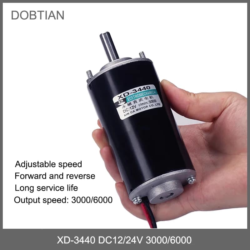 XD-3440 moteur à grande vitesse de CC de 50W 12/24v peut gorle couple élevé de CW CCW de vitesse app