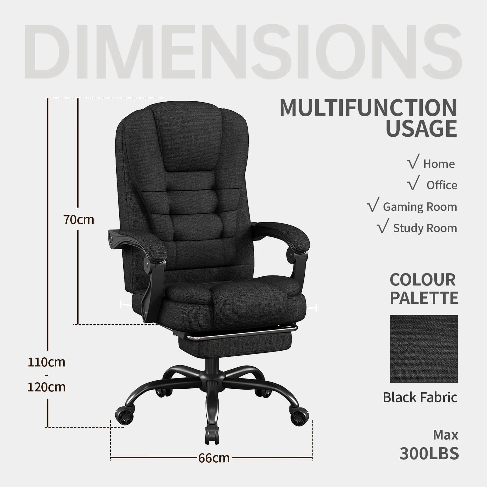 Chaise de bureau de direction ergonomique – Chaise à dossier haut avec appui-tête et soutien lombair