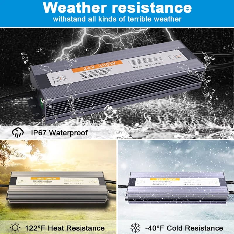 Transformateur d'éclairage extérieur d'alimentation étanche IP67, pilote LED DC 12V 24V 60W 100W 150