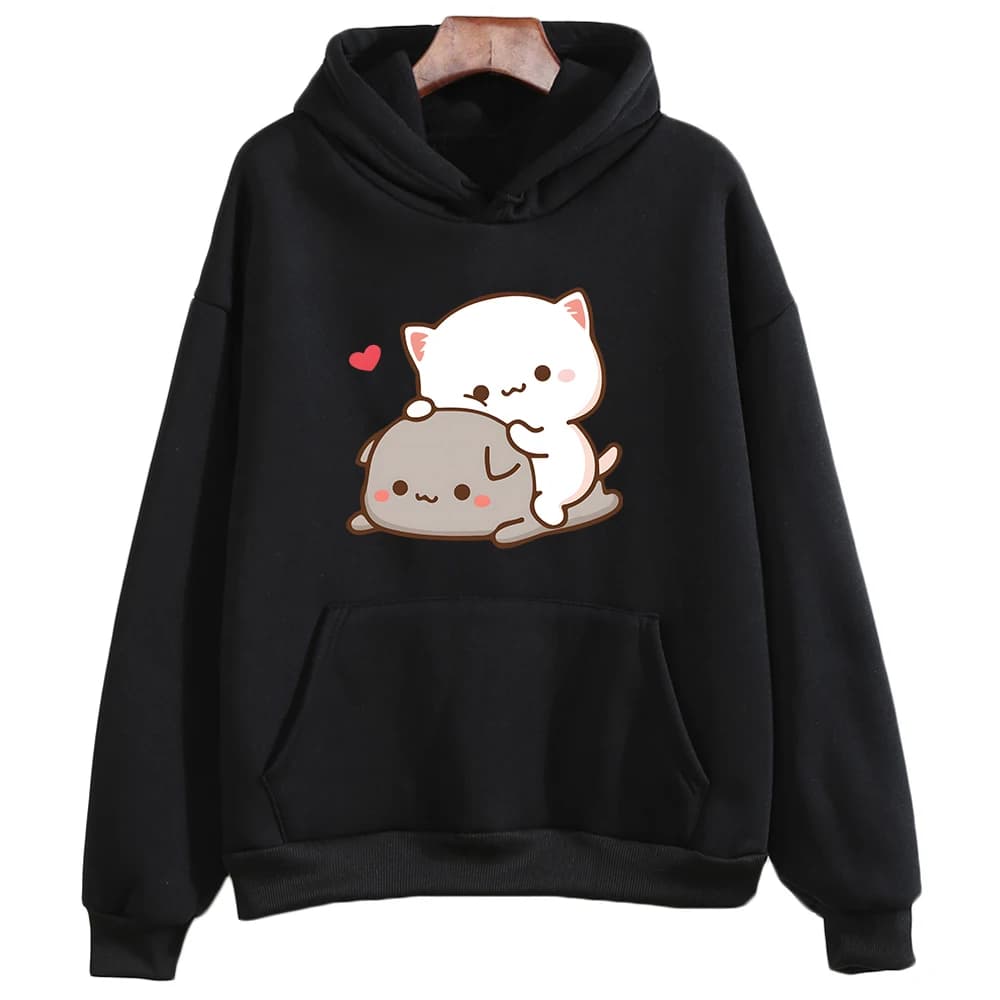 Mochi pêche et Goma mignon chat sweat à capuche pour filles mode Kawaii dessin animé pulls femmes/ho