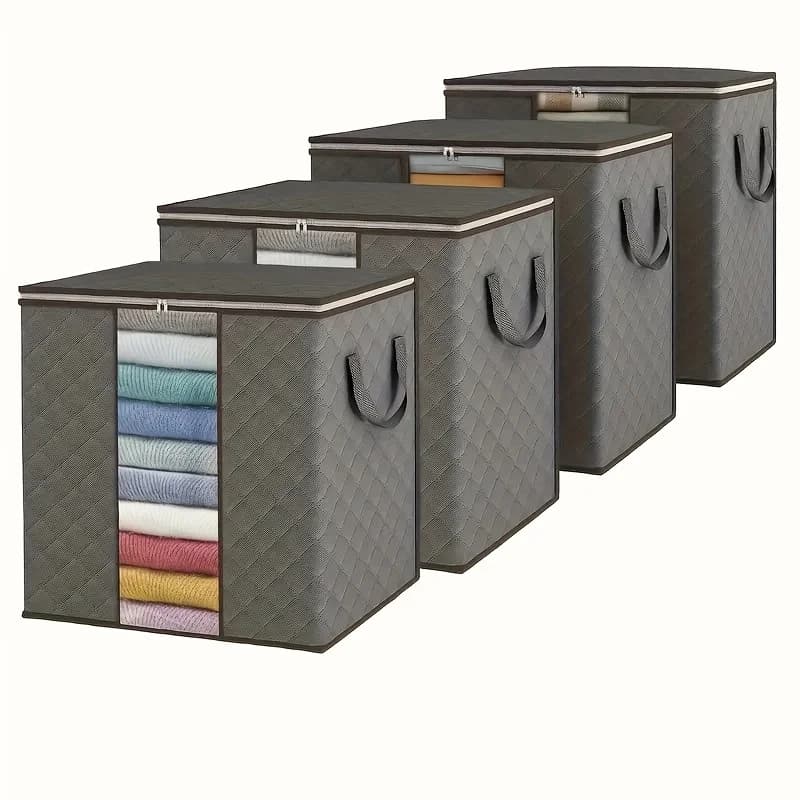 4 sacs de rangement extra-larges pour literie et oreillers, 26,42 gallons, en tissu respirant et pli