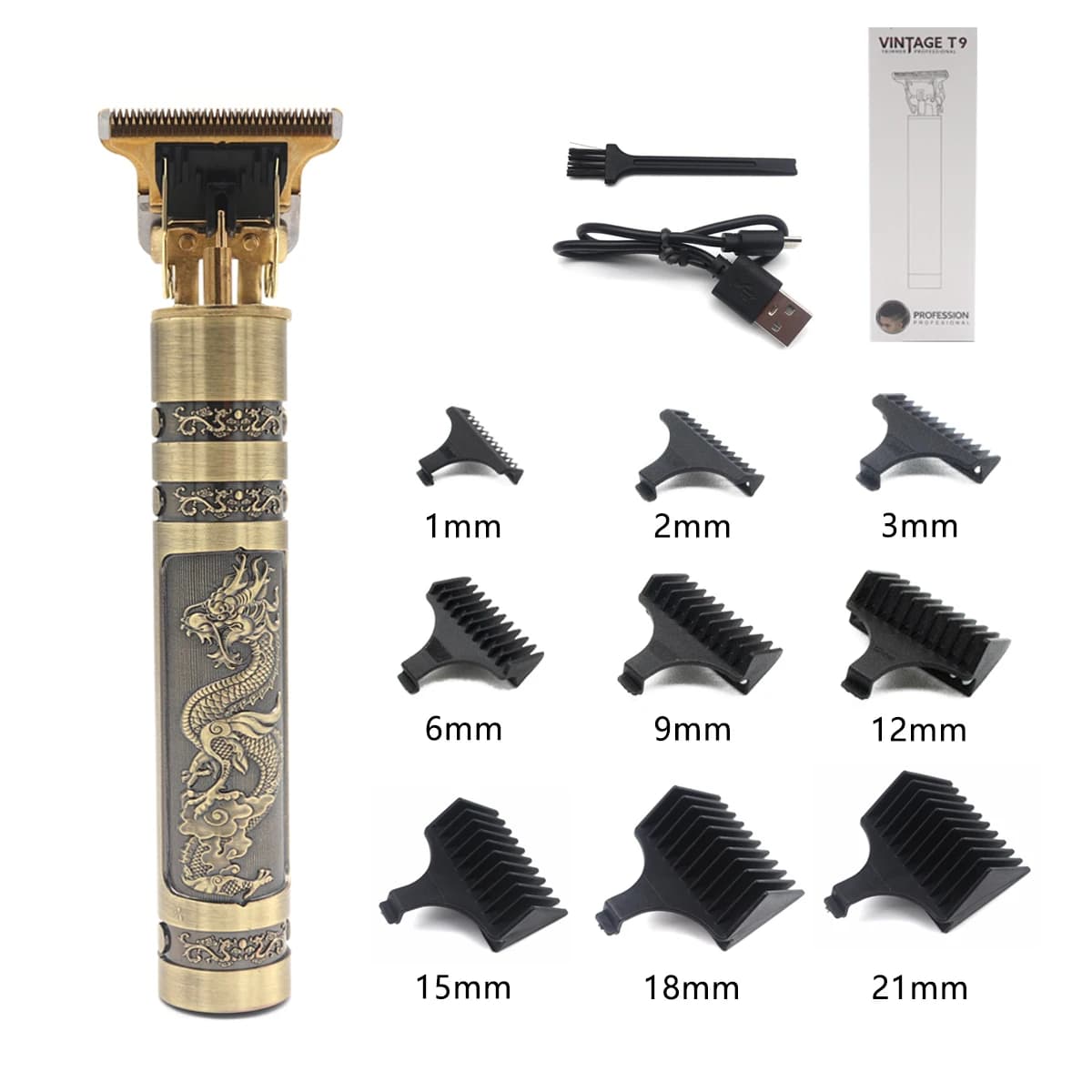 Tondeuse à cheveux professionnelle T9, corps en métal, tondeuse à barbe pour hommes, lame en acier i