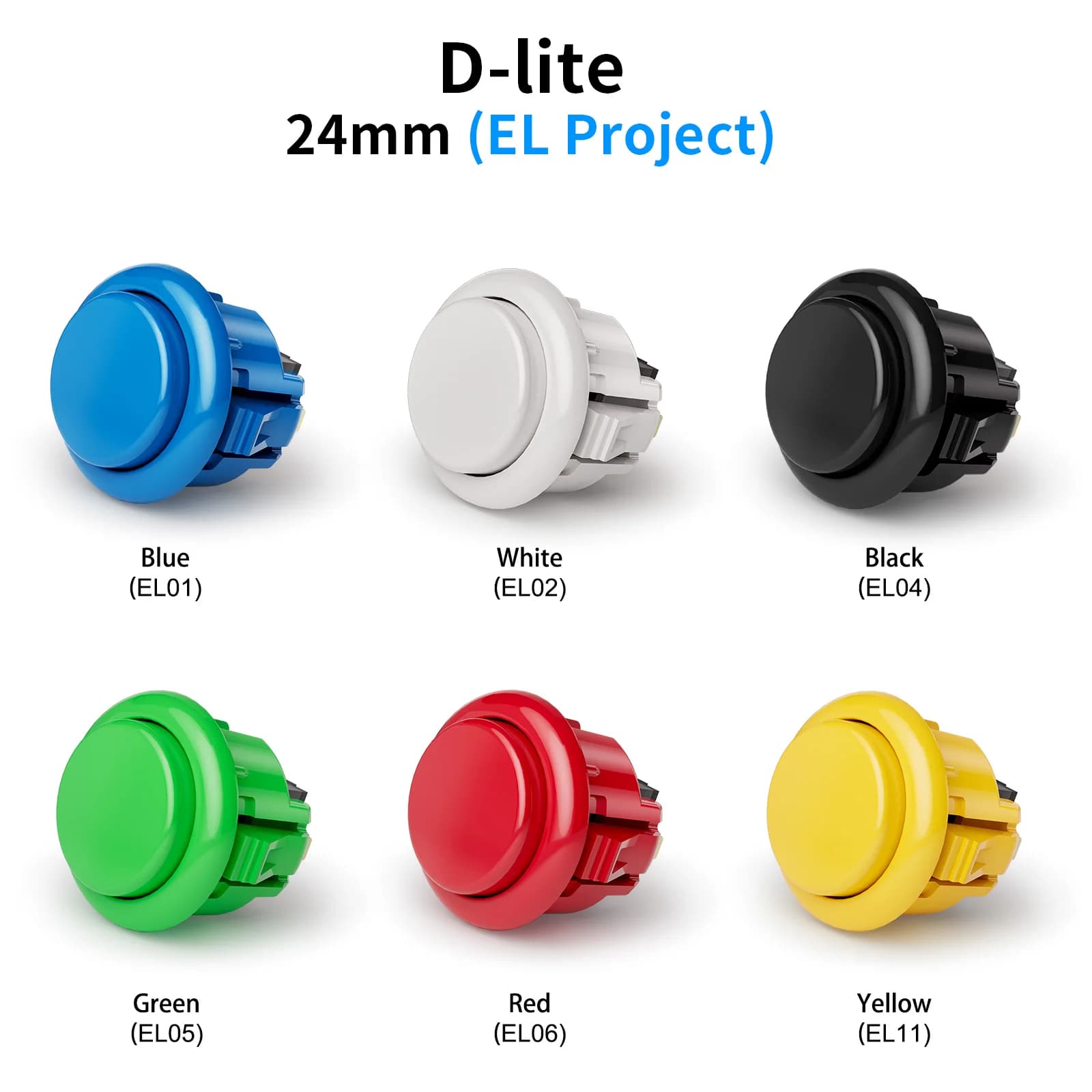 QANBA D-lite Arcade boutons Snap-In Arcade jeu bâtons Kit de bricolage 30mm 24mm (en boîte 24 pièces