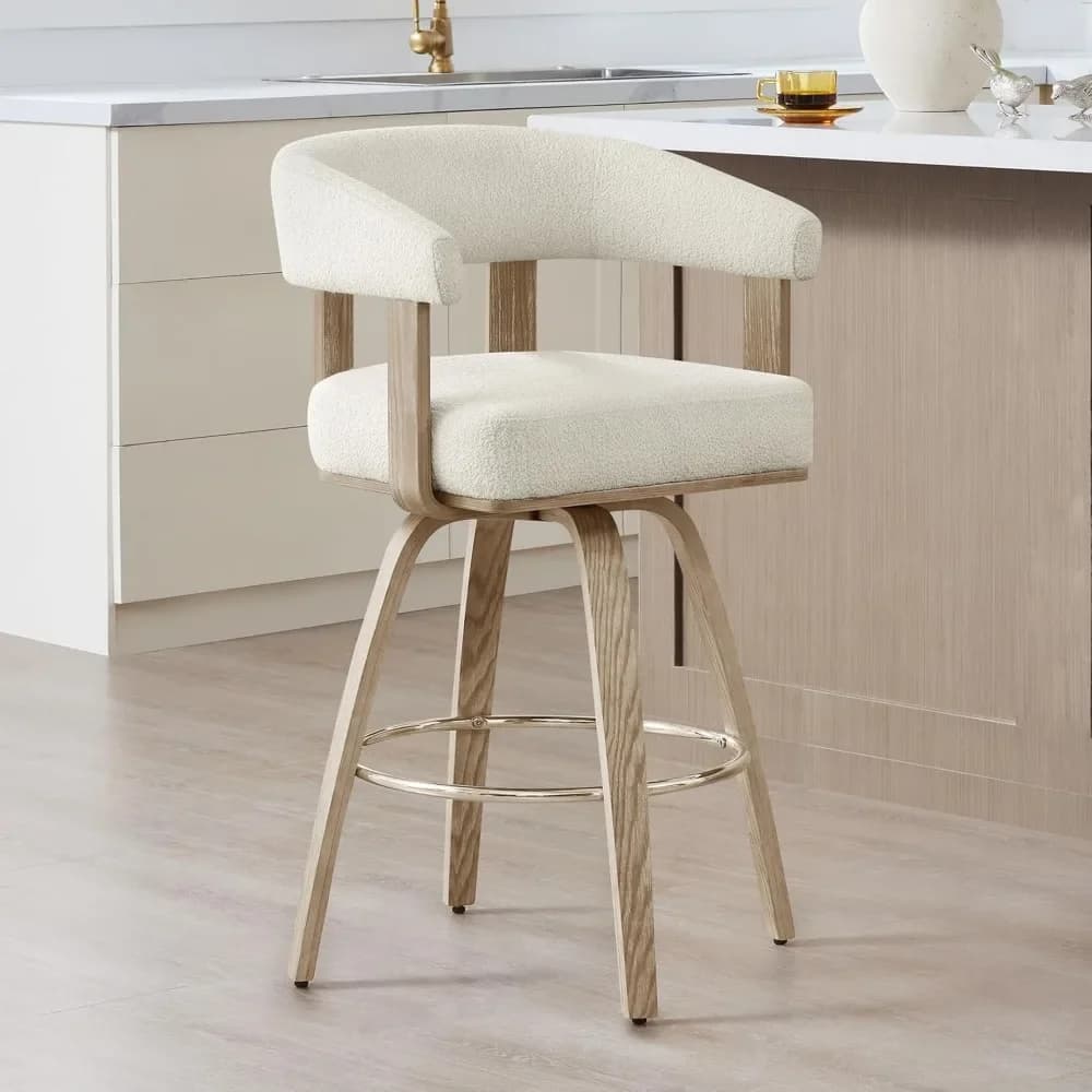 Ensemble de 2 tabourets de bar pivotants à hauteur de comptoir, tabourets de bar rembourrés avec dos