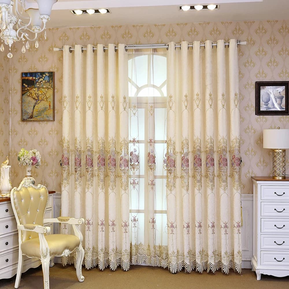 Rideaux en tissu beige de haute qualité, décoration intérieure, rideaux brodés pour salon, luxe mode