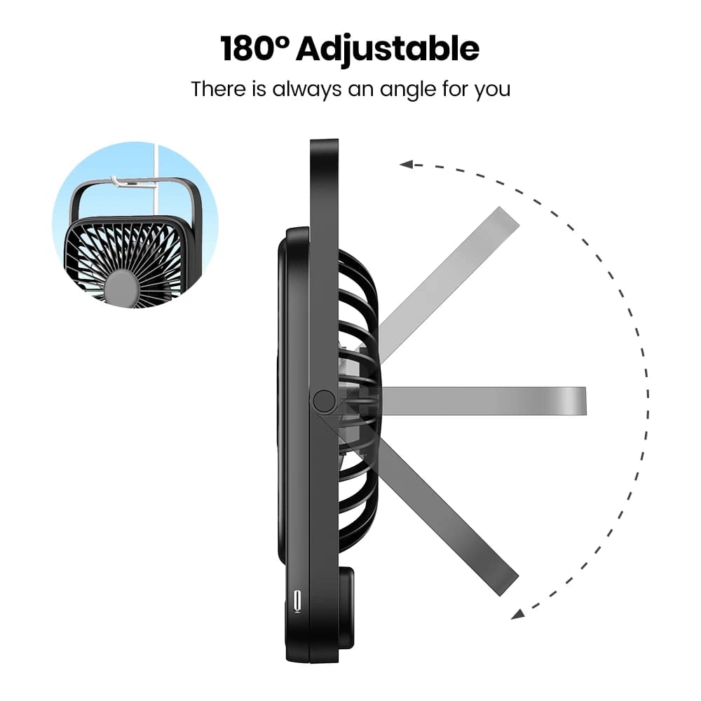 TOPK ventilateur Portable Rechargeable Mini ventilateur électrique pour le Camping, batterie 4600 ma