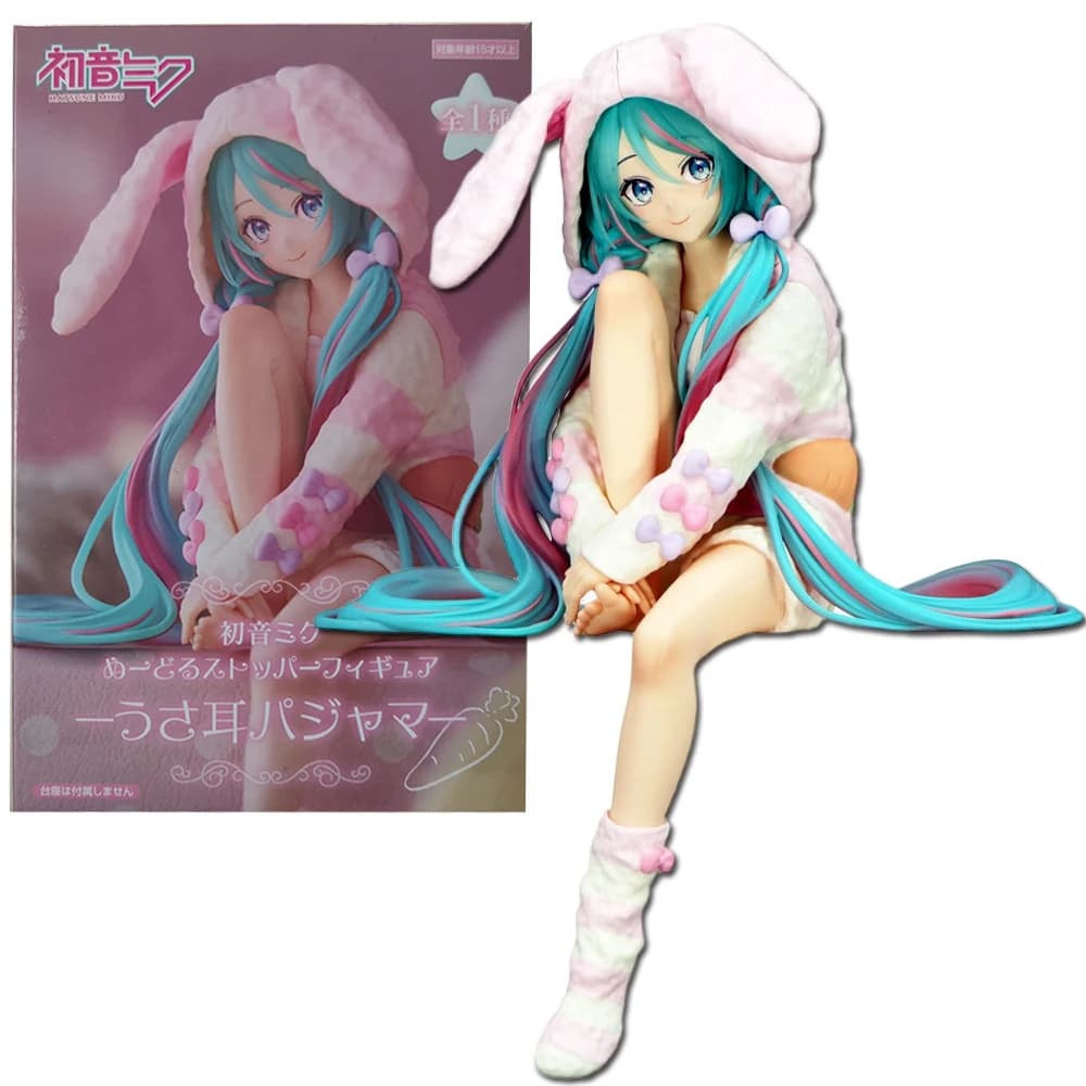 15CM Anime HATSUNE MIKU Figure bouchon de nouilles Figure lapin oreille pyjamas modèle jouet poupée 