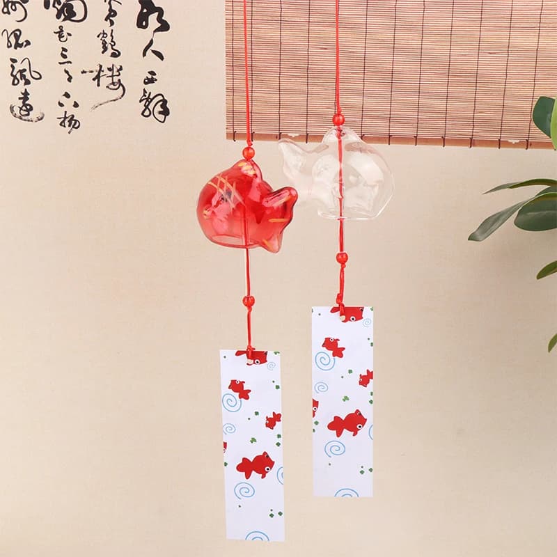 Carillon éolien carillons verre japonais Style poisson rouge jardin suspendu décor extérieur pendent