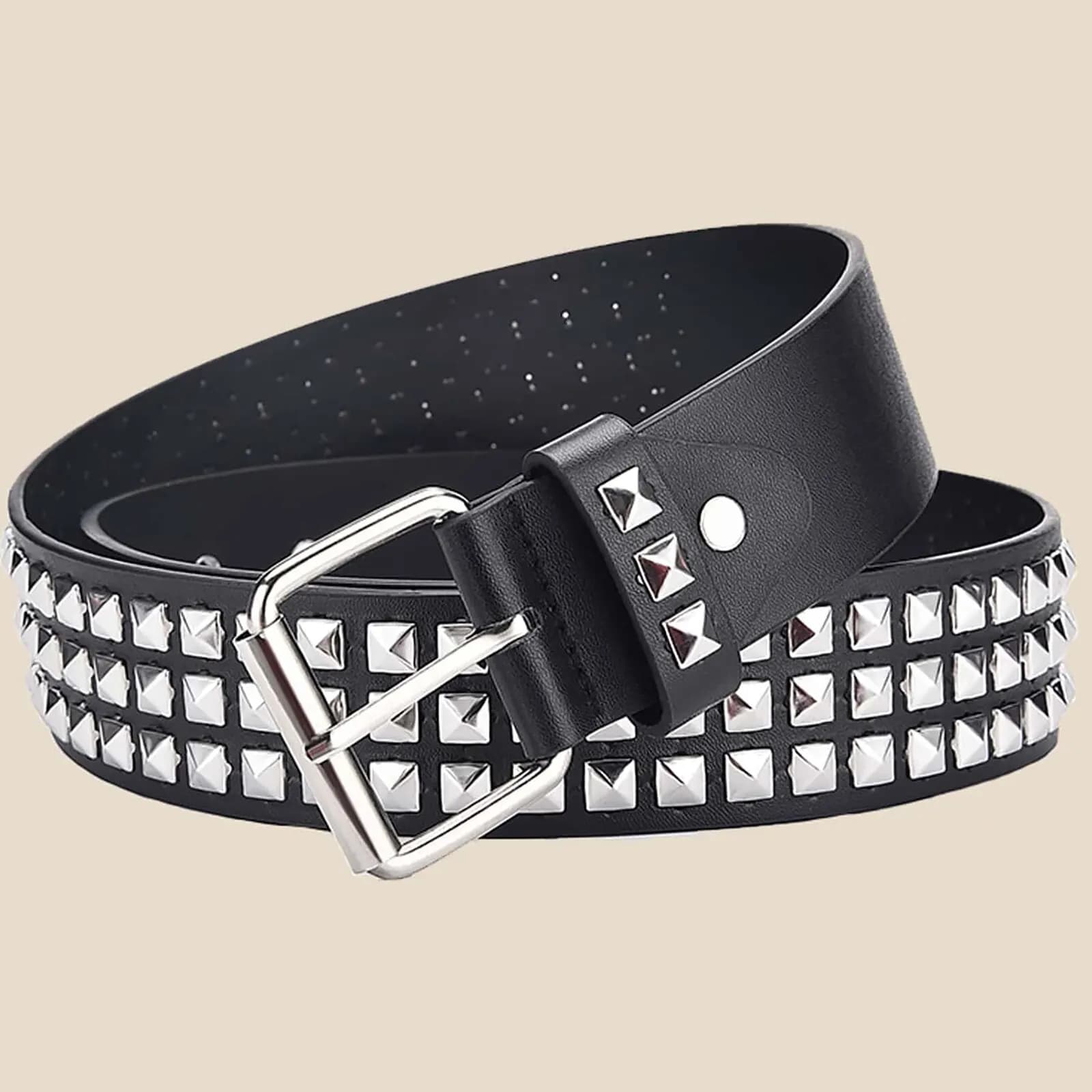 Mode nouvelle perle carrée Rivet ceinture métal pyramide ceinture hommes et femmes Punk matériel jea