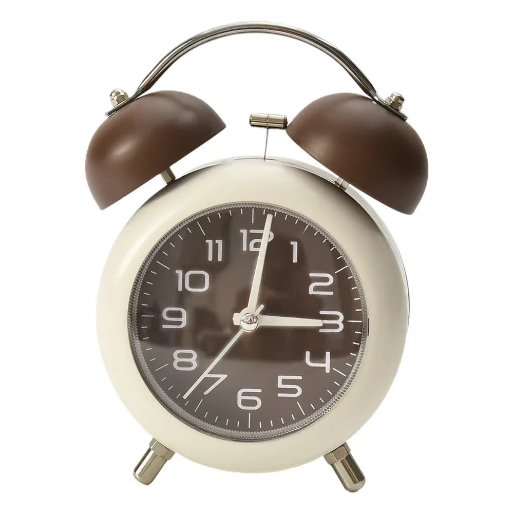 Réveil vintage à double cloche en métal avec veilleuse, son d'alarme puissant, adapté pour les dorto