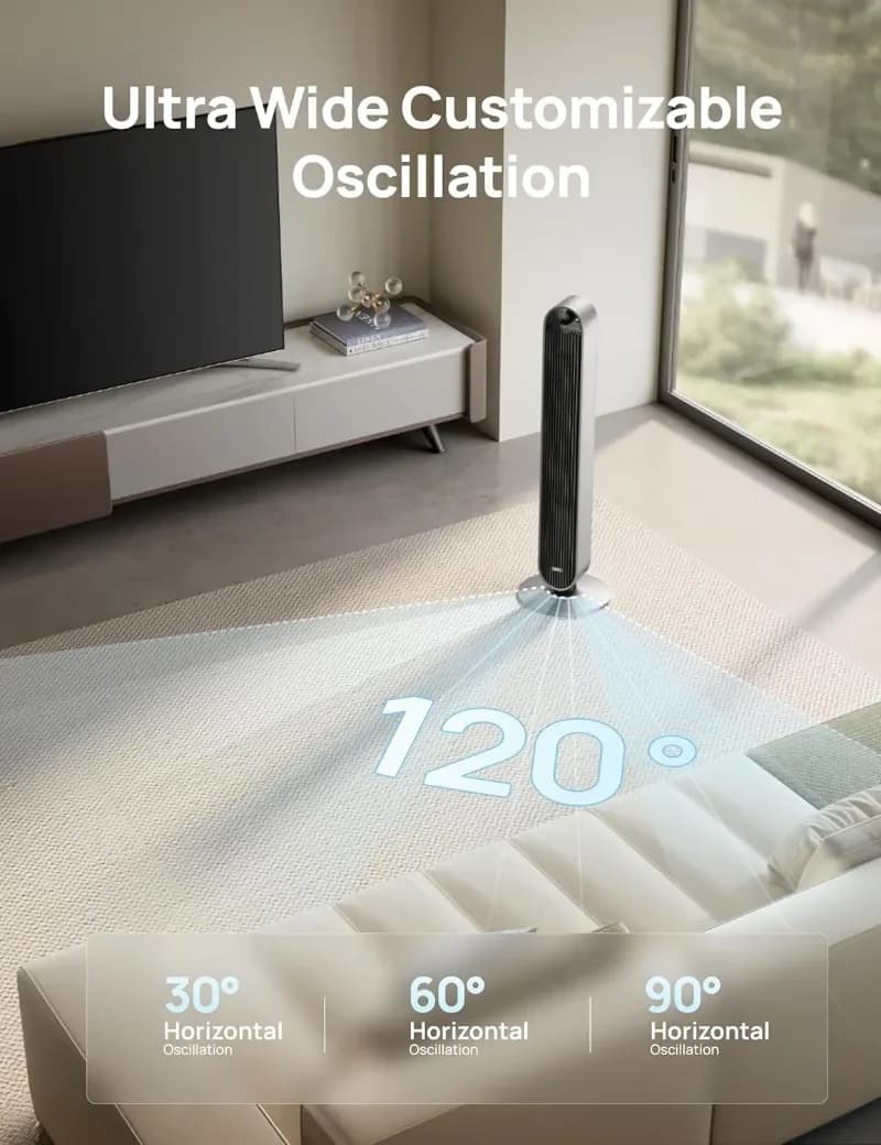 HOME.Ventilateur tour populaire pour chambre à coucher, 42 pouces 120 °   Ventilateur oscillant, mot