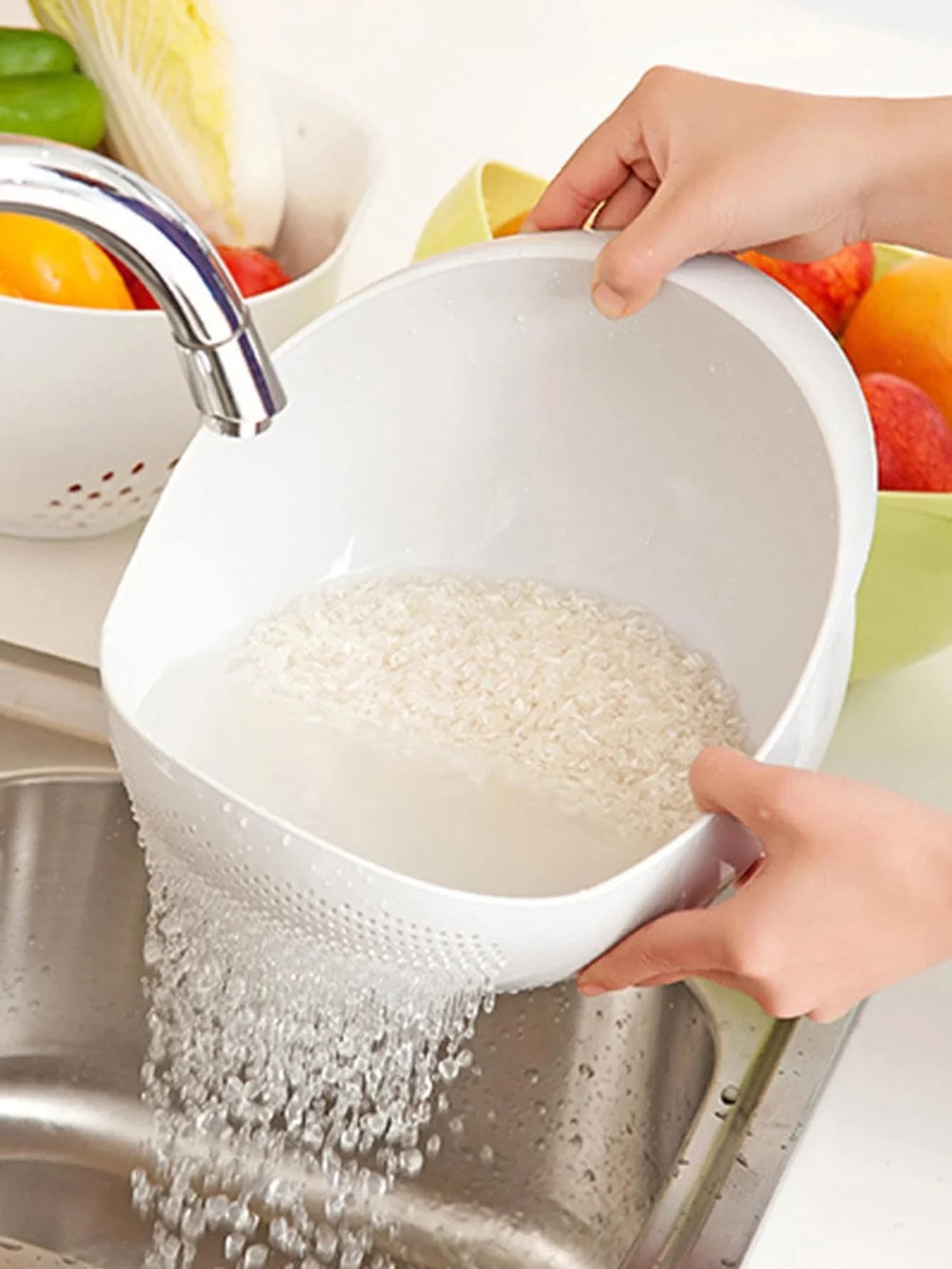 Passoire en Silicone, bol à riz, panier de vidange, bol à fruits, panier de vidange de lavage avec p
