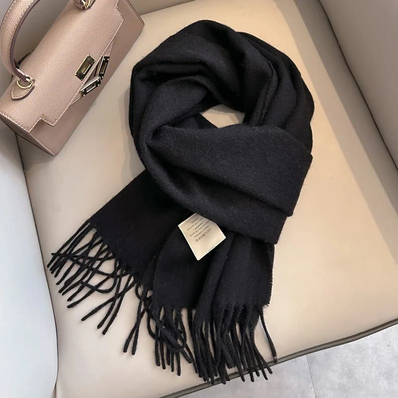 Luxe 100% laine écharpe femmes solide hiver cachemire mouchoir chaud Pashmina femme dame châle Hijab