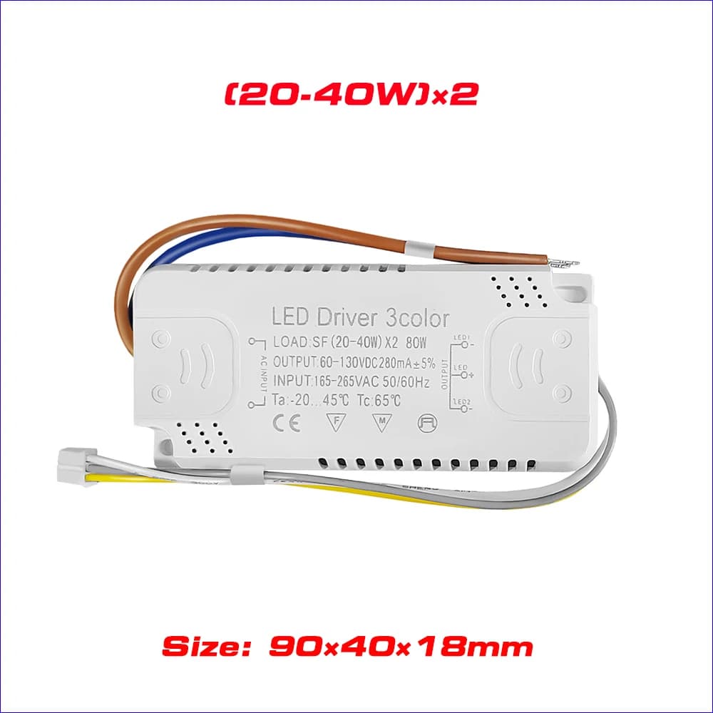 Adaptateur de pilote LED pour alimentation AC 165-265V, 3 couleurs, 40-60W × 2 60-80 × 2, KampmA, un