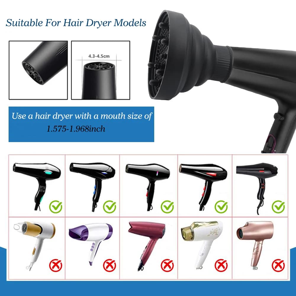 Diffuseur de cheveux pliable, accessoire pour sèche-cheveux, diffuseur Portable en Silicone pour che