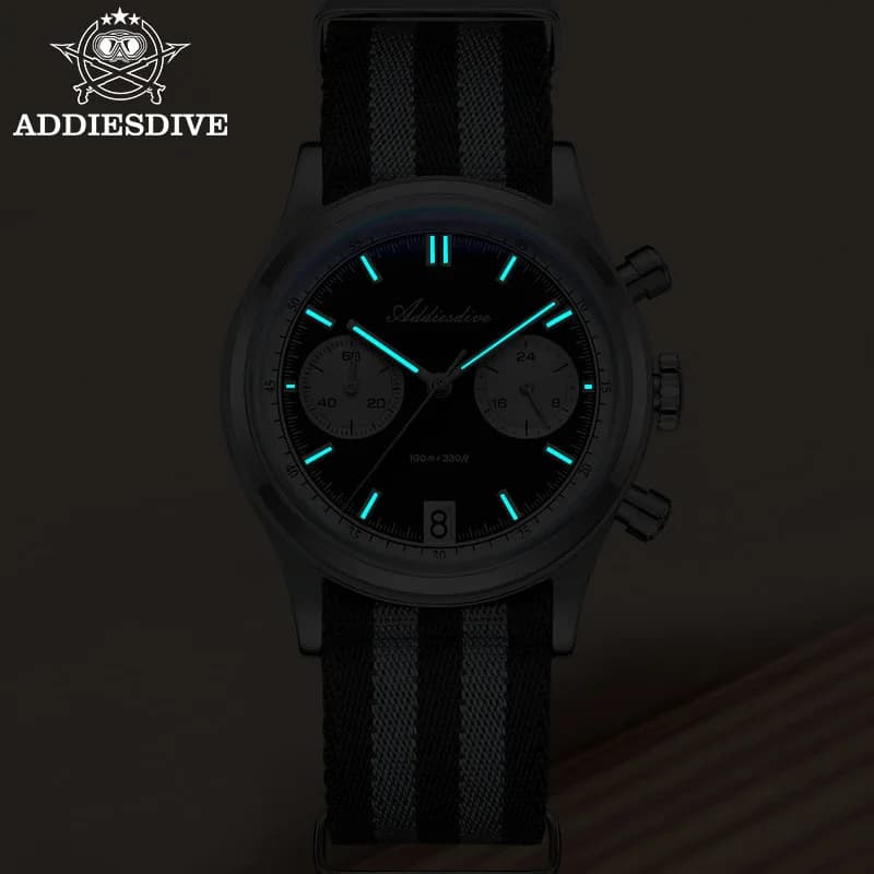 ADDIESDIVE Top marque homme montre BGW9 Super lumineux 10Bar étanche bulle miroir verre VK64 chronog