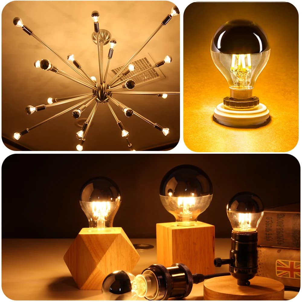 Ampoule Led Vintage E14, miroir argenté G45 4W, ampoule à Filament E27, variable, remplaçable, blanc