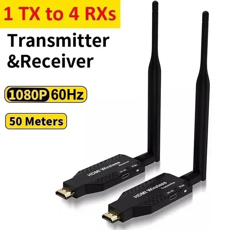 50m sans fil HDMI Extender vidéo émetteur récepteur 1 à 2 3 4 1x4 affichage pour TV Box caméra ordin