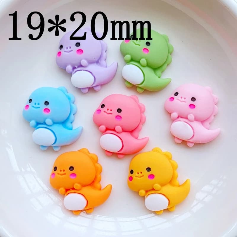 20 pièces nouveau mignon Mini 19*20mm dessin animé petit dinosaure dos plat résine Scrapbooking bijo