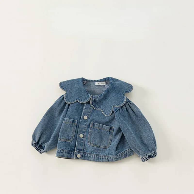 Manteau en denim de style coréen pour enfants, col à volants, manches longues, mode pour enfants, vê