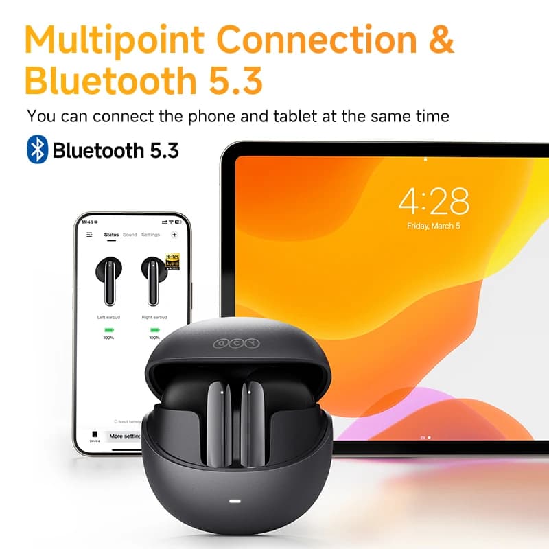 QCY-Écouteurs sans fil AilyBuds Pro+ ANC, HT10, Hi-Res Audio, AC Sat, Bluetooth 5.3, 6 micros, AI, H