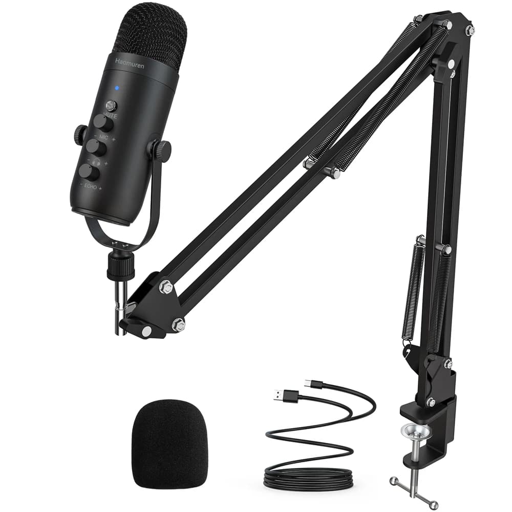 Haomuren-Kit de microphone professionnel à condensateur cardioïde, USB, pour studio, podcast, avec H
