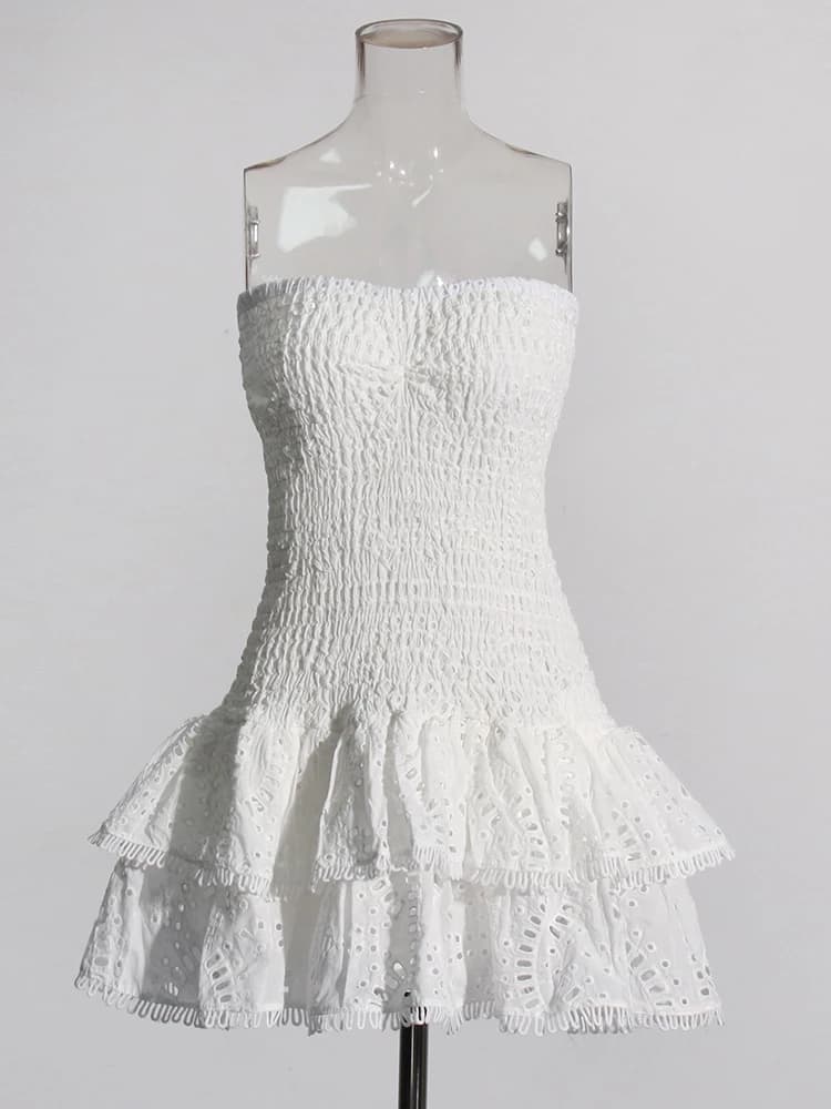 TWOTWINSTYLE – Mini robe trapèze de styliste, sans bretelles, sans manches, taille haute, ourlet à v