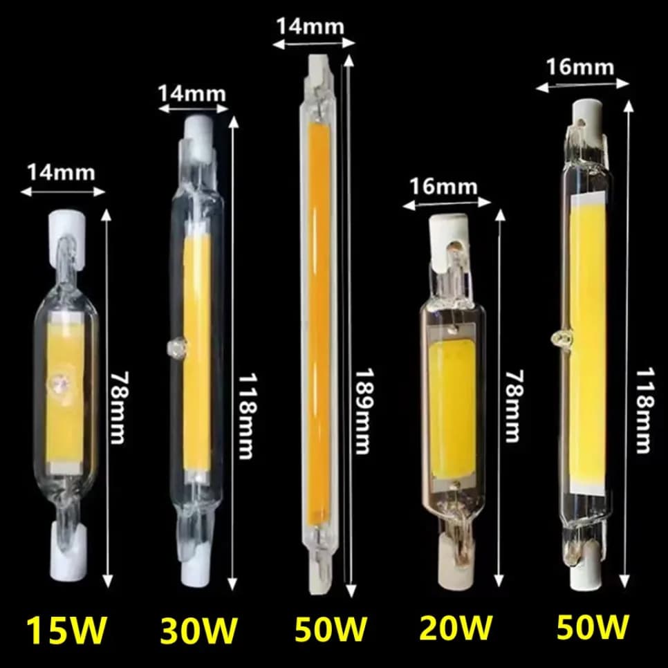 Ampoule LED R7S COB, 78MM 118MM 189MM AC110V 220V 230V 240V, remplacement de lampe halogène J78 J118