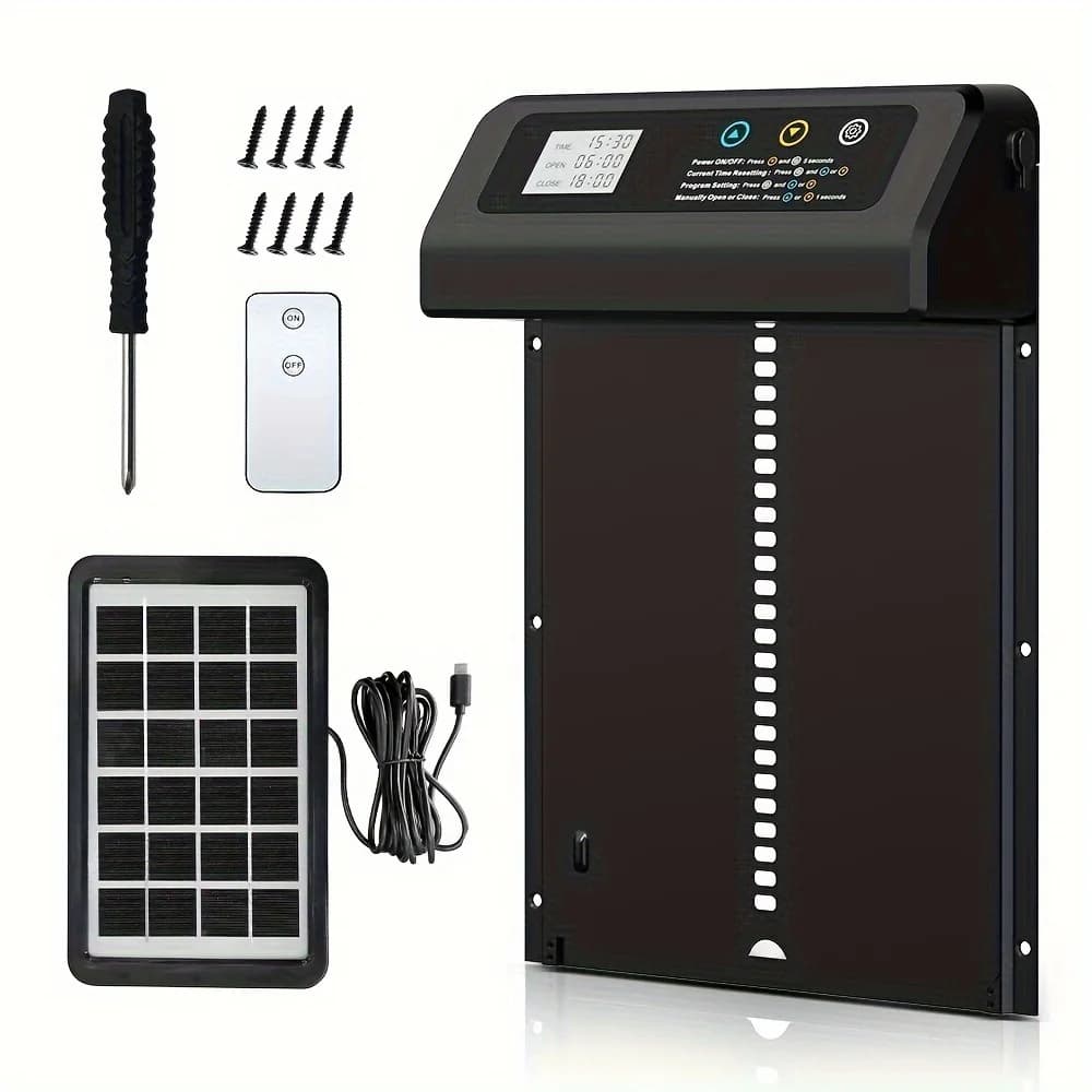 Ouvre-porte automatique de poulailler à énergie solaire : Porte de poulailler électrique avec foncti