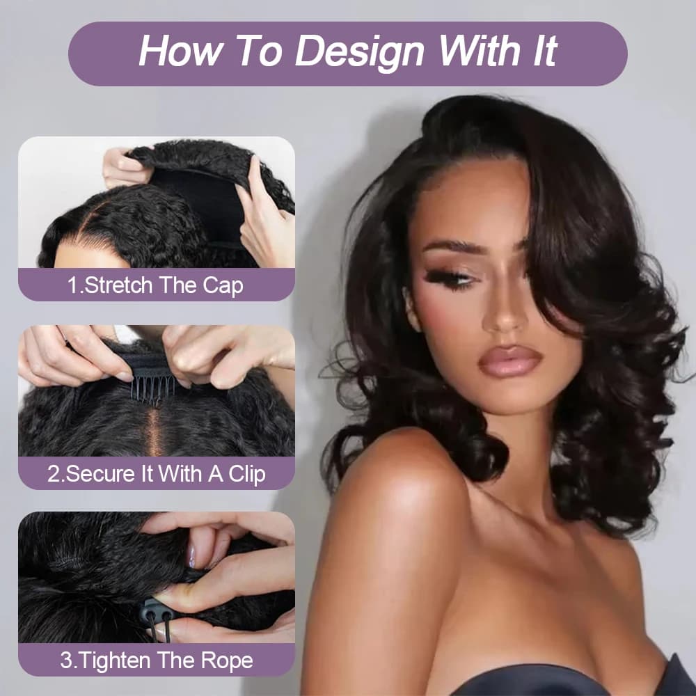 Perruque demi-tête 250% en cheveux humains, ondulée, avec bandeau, version améliorée 3-en-1, à cordo