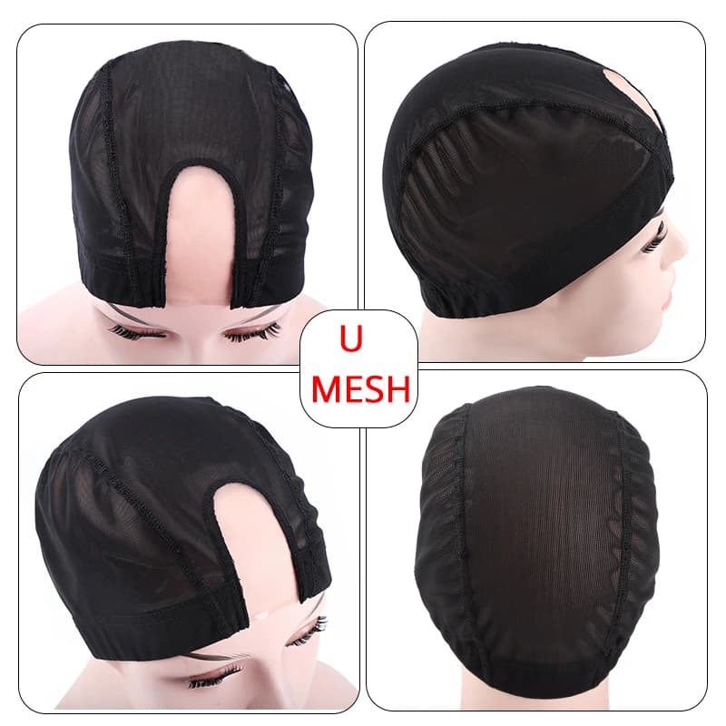 Bonnet de perruque élastique sans colle S/M/L, avec partie en U, pour la fabrication de perruque, co