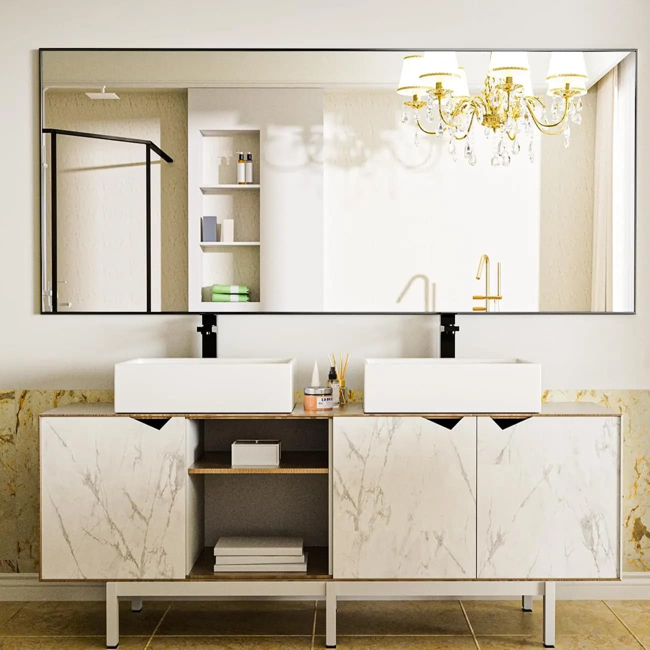 Miroir pleine longueur, 71 "x 26" sur pied suspendu ou penché contre le mur miroirs de sol Dressing 